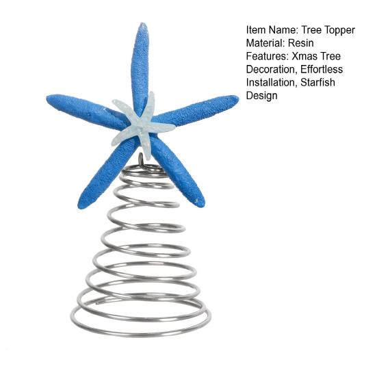 Starfish Christmas Tree Topper Resin Starfish Decoration with Spiral Wire Base Xmas Tree Decoration Starfish for Home Office Parties