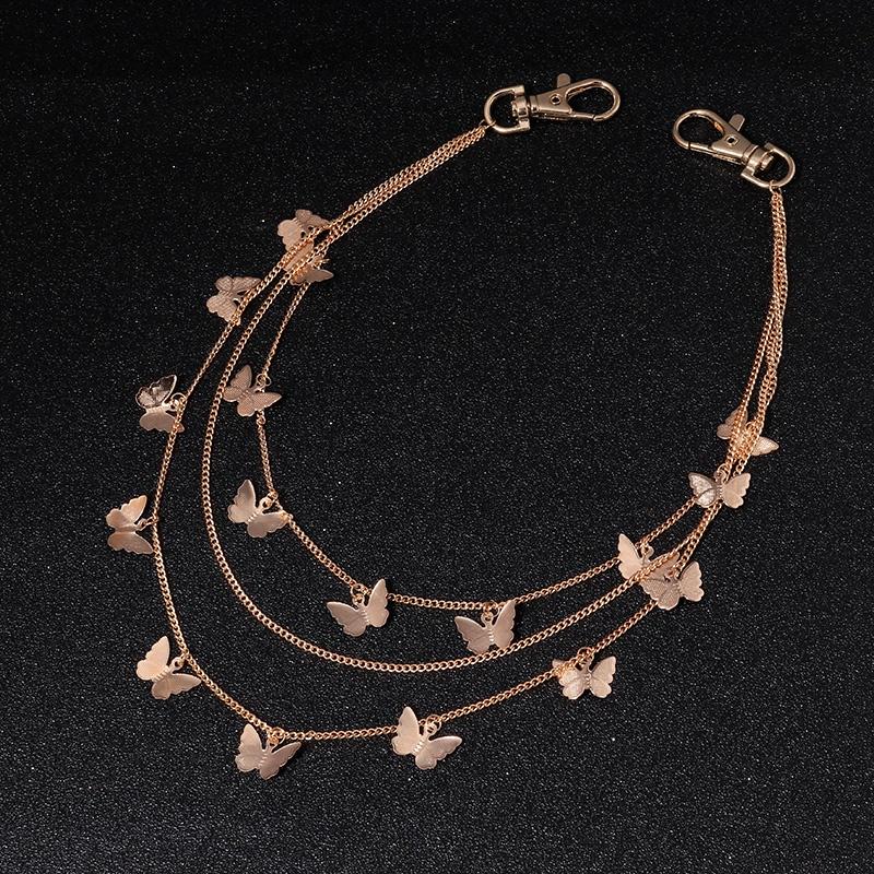 Fashion Punk Street Multi Layer Butterfly HipHop Hook Belt Waist Chain Pants Chain