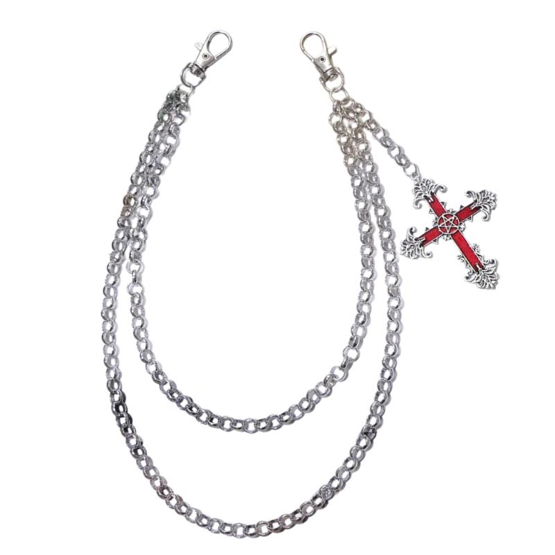 

Adjustable Crosses Pendant Chain Geometric Long Metal Chain Crosses Pants Chain for Music Festivals and Casual Outfits