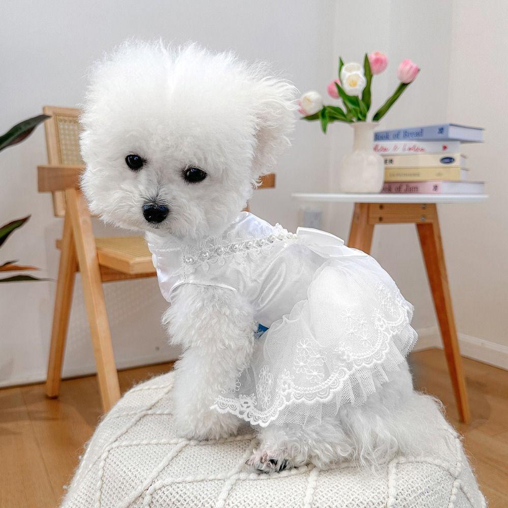 Princess Style Cat Princess Dresses Pretty Puppy Wedding Skirt Dog Lace Skirt  Pet Costumes