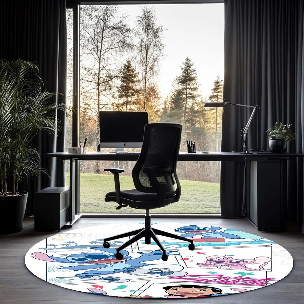 Stitch Printed Round Rug Carpet Chair Rug Area Rug Entryway Doormats,for Office Chair Living Room Bedroom Kitchen Room.