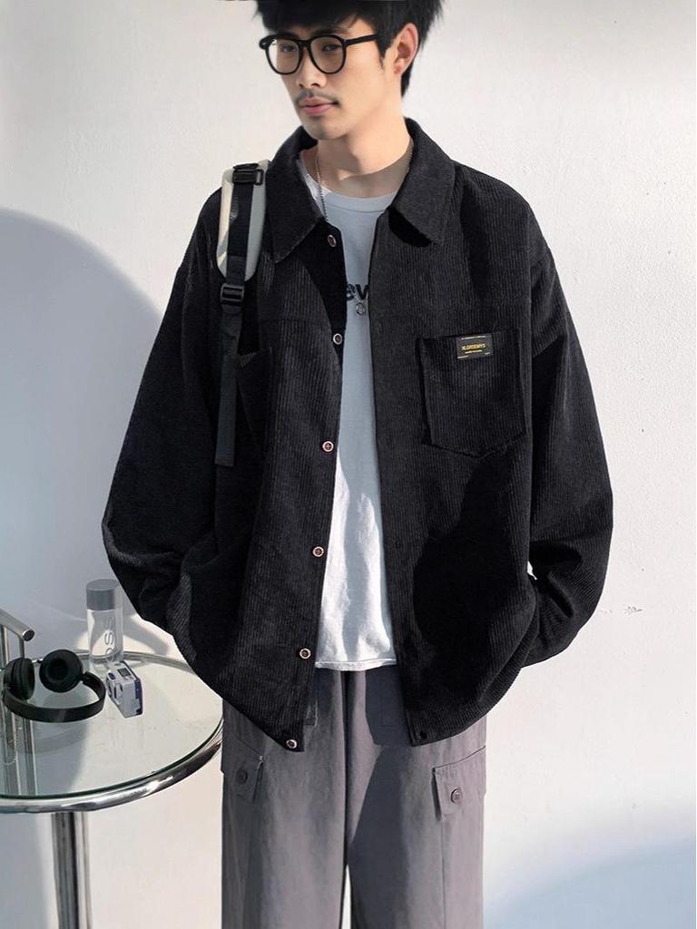 2025 Spring/Autumn Men's Thickened Japanese-Style Casual Long-Sleeve Shirt Jacket