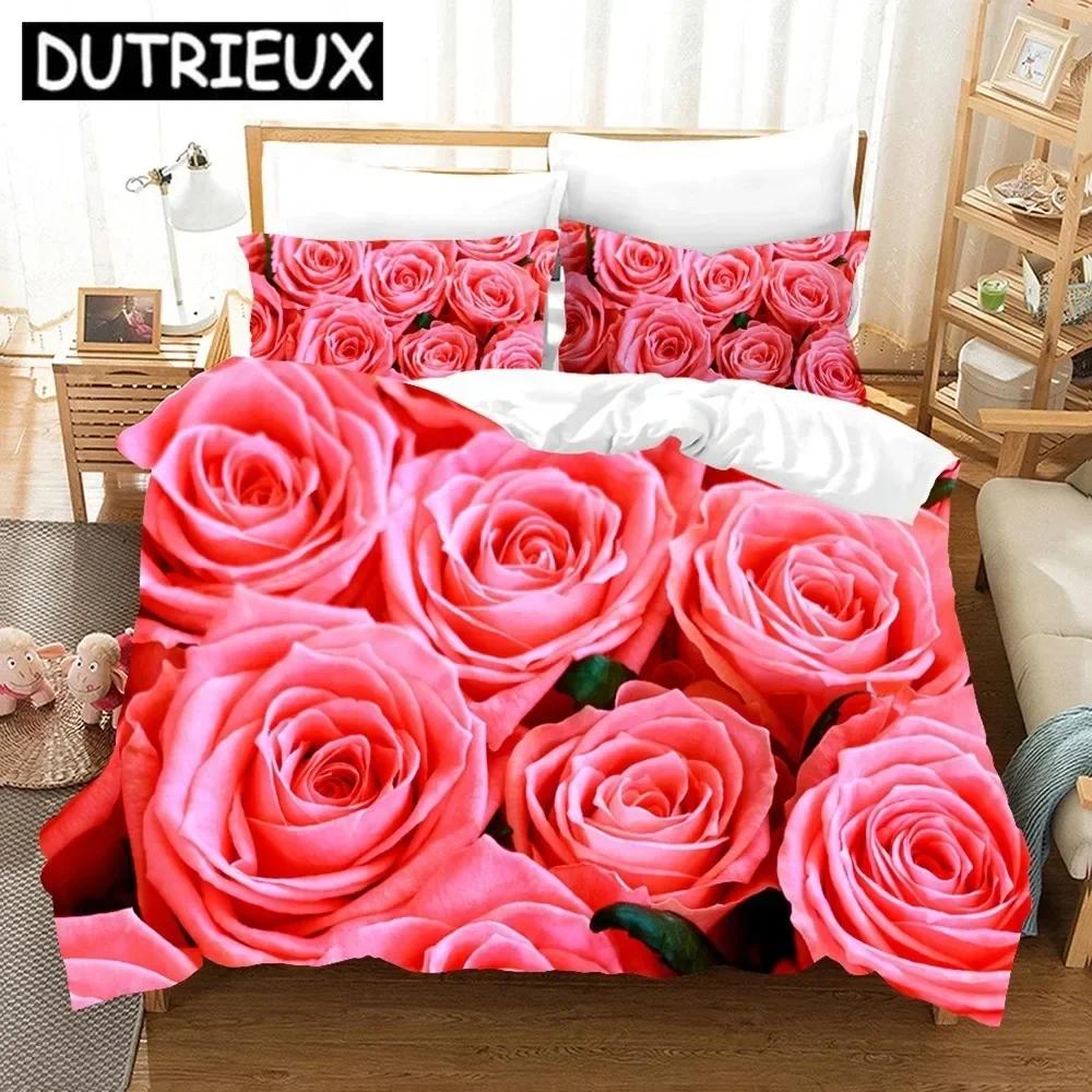 Comforter Flower Red Rose Romantic Gift Comfortable Duvet Bedding Set Children Bedroom Decoration Home Textile
