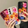 Hülle mit Blumendruck für Samsung S25 Ultra S24 FE S23 S22 A56 A36 A16 A15 A55 A35 TPU Weich Matt Stoßfest Handyhülle