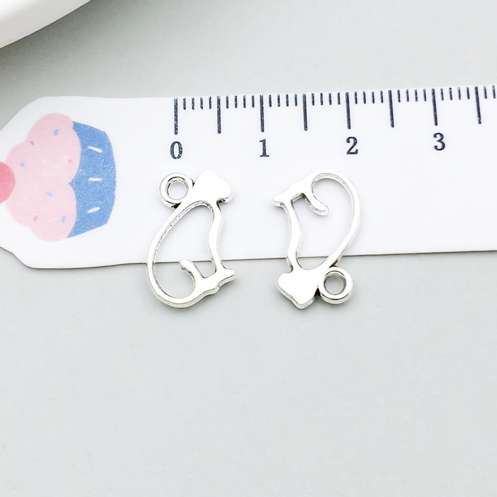 Set di 100 Ciondoli Gatto Farfalla Luna Argento Antico per Braccialetti e Collane Fai da Te
