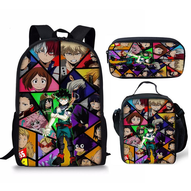 My Hero Academy Backpack Three Piece Set My Hero Academy Shoulder Bag Pencil Case Backpack