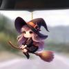 Car Acrylic Halloween Decoration Pendant Cartoon Witch Broom Supplies Interior