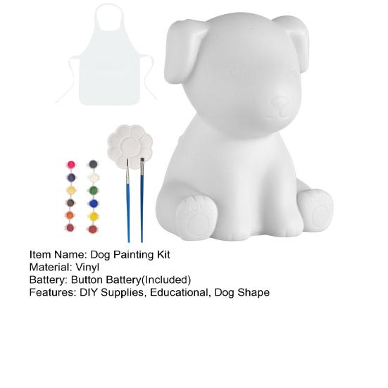 1 set dipingi il tuo kit di lampade per cani con 12 colori, pigmenti, pennelli, tavolozza, grembiule, bambini fai da te, pittura a colori, cucciolo, luce notturna, giocattolo educativo, artigianato