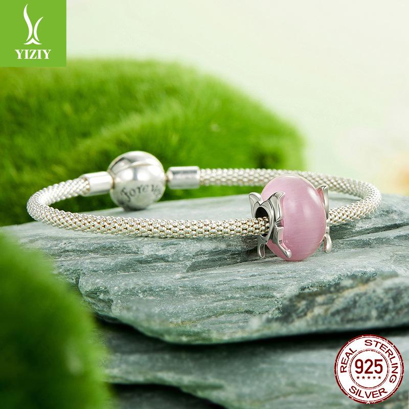 S925 Silver Spring Butterfly Glazed Beads Pink Wind Personalized Diy Bracelet Beaded Accessories