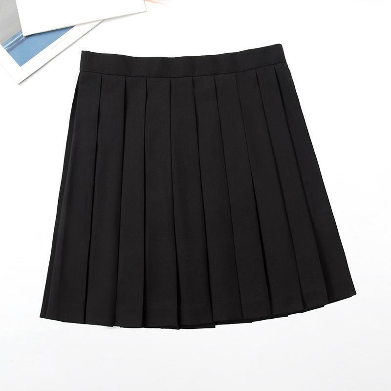 Original Japanese School Style A-Line Pleated Midi Skirt for Women
