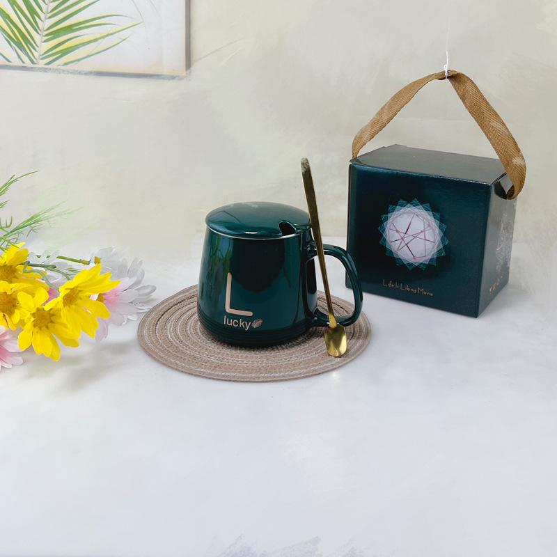 Ceramic Mug Gift Set: Souvenir Mug with Handle and Lid, High-End Luxury Feel, Customizable