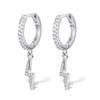 European S925 Sterling Silver Lightning Stud Earrings, Geometric Design with Zirconia Inlay, High-End Luxury, Unique Niche Style for Women.