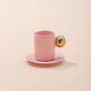 Europäisches Luxus Keramik Kaffee Tassen Set mit Goldenem Griff Kleiner runder Untertasse Paare Espresso Tassen Geschenk Kreative Luxus Tasse Untertasse