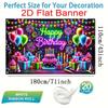 2D Flat Banner 1pc Theme Birthday Backdrop - Balloons Gift Cake Design Colorful Party Decor For Photo Wall Birthday Party - Multiple Sizes