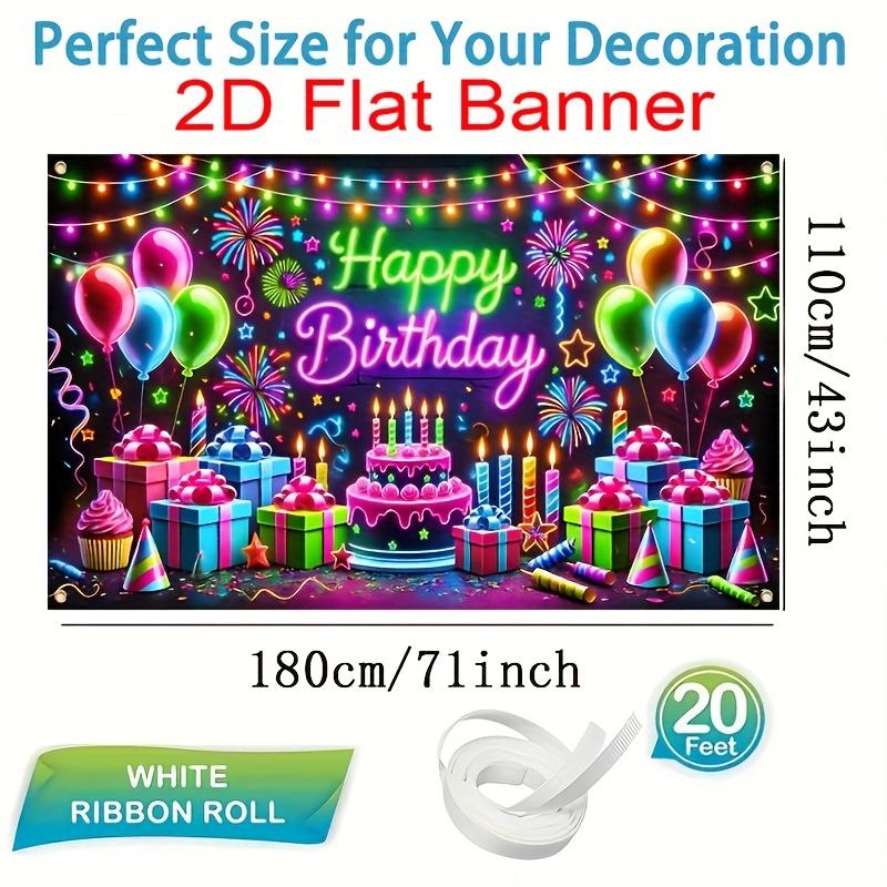 2D Flat Banner 1pc Theme Birthday Backdrop - Balloons Gift Cake Design Colorful Party Decor For Photo Wall Birthday Party - Multiple Sizes