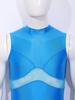 Men Yoga Sportswear Bodysuit Oil-shiny Finish Sheer Mesh Mock Neck Sleeveless Back Zipper Boxer Bottom One Piece Swimsuit