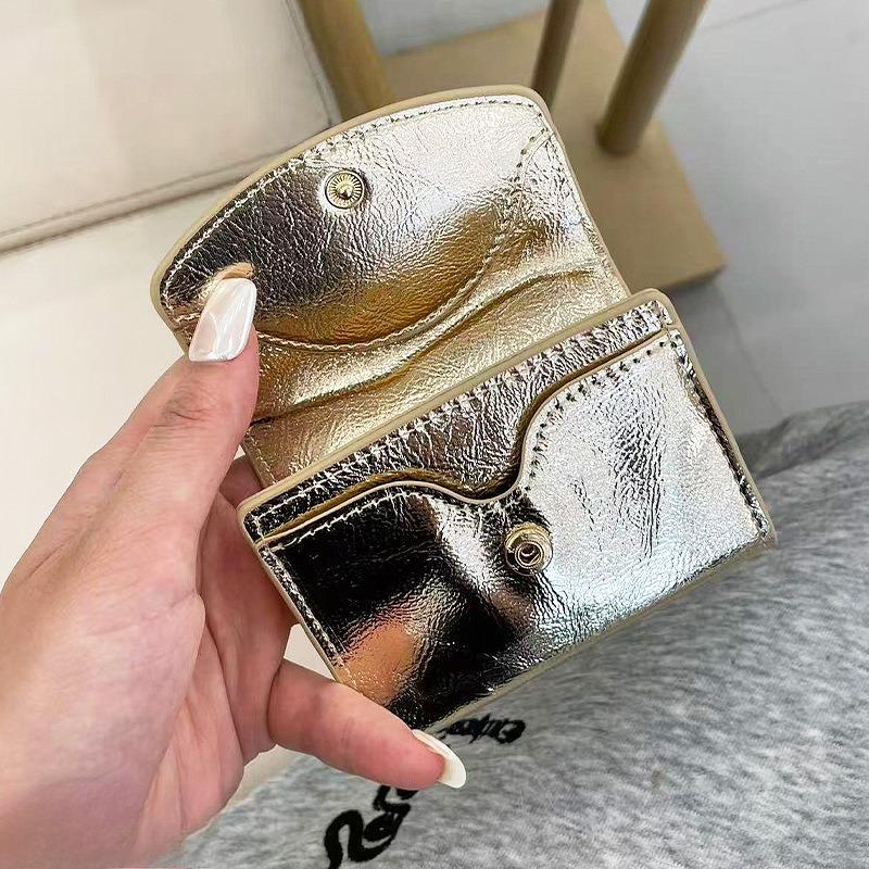 PU Japanese-style Short Three-fold Wallet Women's High-end Sense of Portable Coin Purse Fashion Buckle Wallet Large Capacity