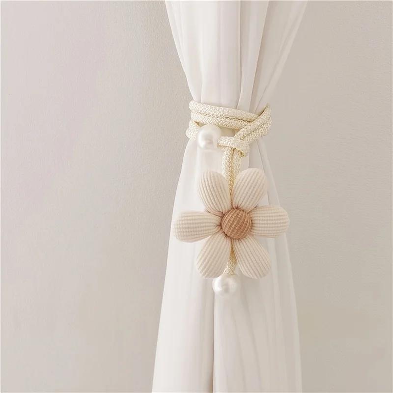 1 Stück 3D Blume Perle Vorhang Raffhalter, Raumdeko Moskitonetz Aufbewahrungsbänder, Türvorhang Kaffee Screen Bindebänder