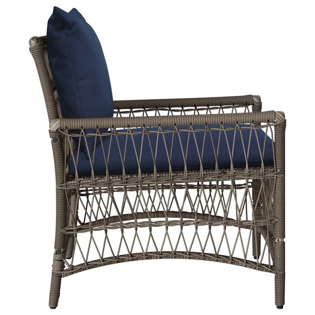 Garden Chair with Cushion Gray 73 x 61 x 77 cm Poly Rattan