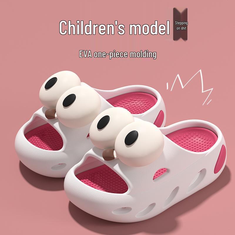 Kinder Sommerslipper: Süßes Design mit großen Augen, Weiche EVA-Sohle, Für drinnen und draußen, für Mädchen und Jungen