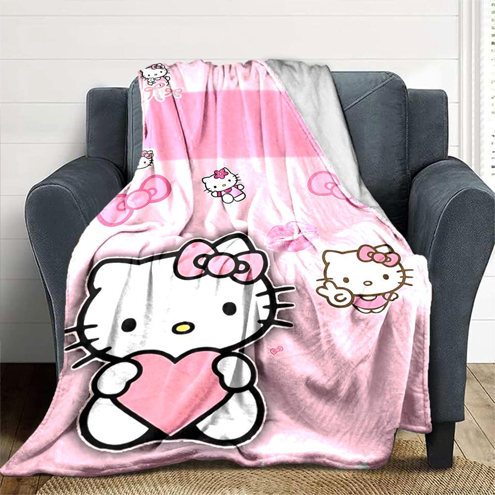 1pc Hello Kitty Name Blanket Lightweight Flannel Throw for Sofa Bed Travel Camping Livingroom Office Couch Chair