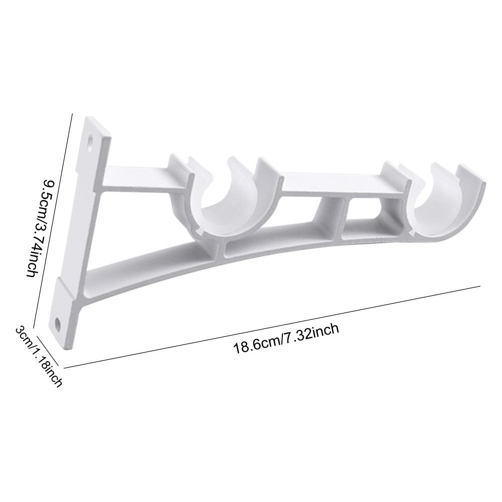 2 Pack Double Curtain Rod Brackets Wall Mount Bracket Aluminum Alloy Curtain Rod Hanging Hardware Double Rod Curtain Brackets