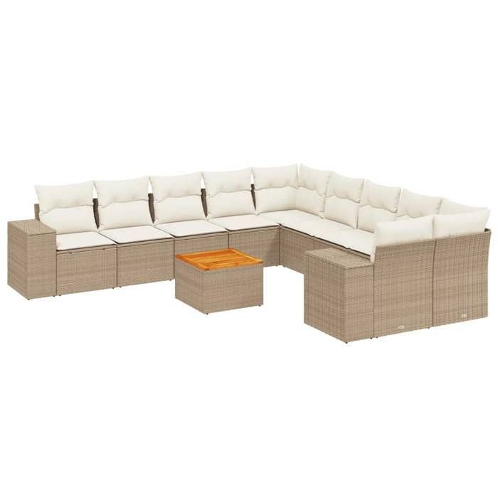 VidaXL Garden Lounge Set with Cushions 11 Pcs, Patio Sofas, Patio Furniture Set, Outdoor Furniture, Beige 3225638