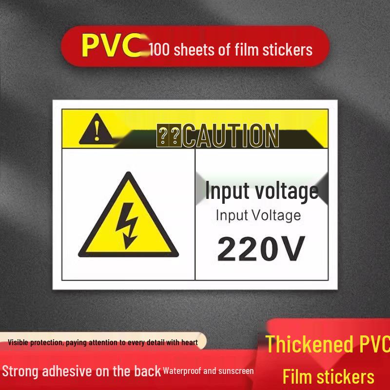 Lan Tu 220V Safety Warning PVC Labels, 100-Pack