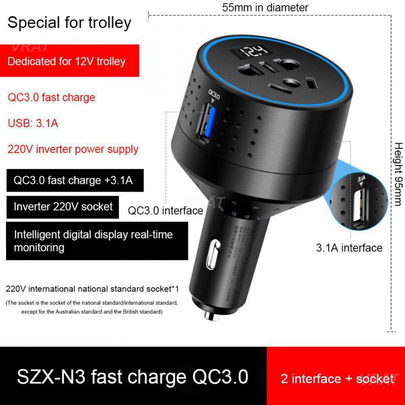 Inverters Car Charger 12/24V To 110/220V PD Type-C QC3.0 USB Socket Car Charging Adapter Car Power Converter Car Accessories