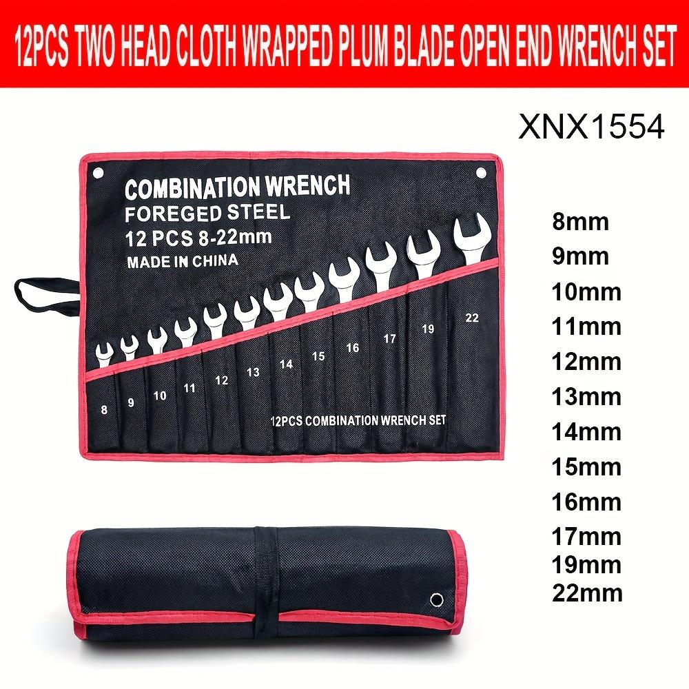 

12 Piece Nut Wrench Set, 8mm-19mm, Fully Polished, Includes Roll - Case, Dual purpose wrench