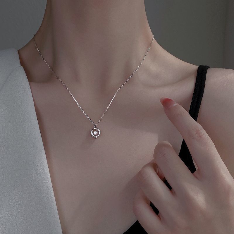 Round Crystal Shining Circle Necklace For Women Wedding Jewelry Minimalism Girls Neck Chokers