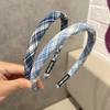 Blue Striped Plaid High Crown Headband - Versatile Preppy Style Accessory