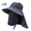 Fishing Bucket Hat Breathable Mesh Hat, 360-Degree Sunshade Fisherman with Detachable Face Sun Guard And Neck Flap, Adjustable Drawstring Outdoor