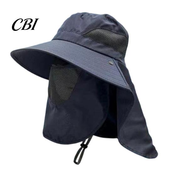 Fishing Bucket Hat Breathable Mesh Hat, 360-Degree Sunshade Fisherman with Detachable Face Sun Guard And Neck Flap, Adjustable Drawstring Outdoor