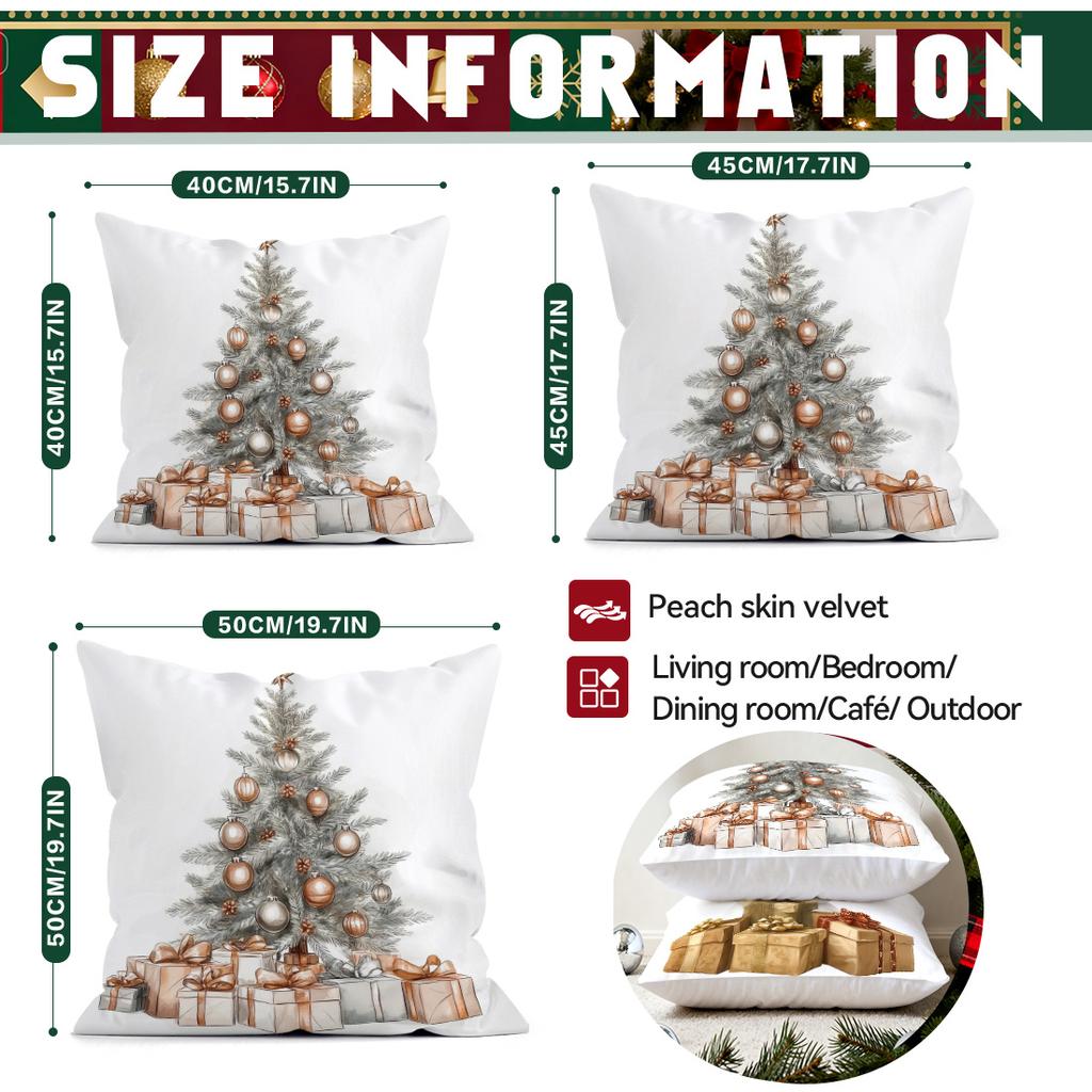 Vintage Christmas Series Pillowcase Printed Polyester 40/45/50cm Throw Pillowcover Decorative Sofa Cushion Pillowslip Home Decor