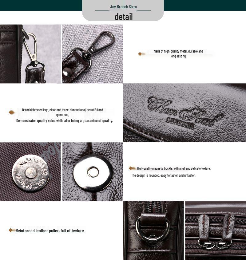 Erkek Hakiki Deri İş El Çantası ve Belge Cüzdanı