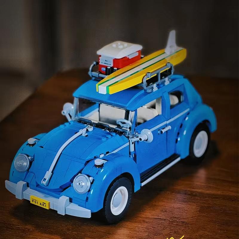 1167 piezas Bloques de Construcción Modelo de Coche Furgoneta Escarabajo Azul Técnico Set de Vehículos Creativos de Ciudad Juguetes Ladrillos Para Niño Niños Regalo de Navidad