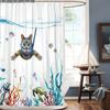 Shower Curtain: Adorable Cat Scuba Diving with Tropical Sea Life for a Fun and Whimsical Bathroom Decor