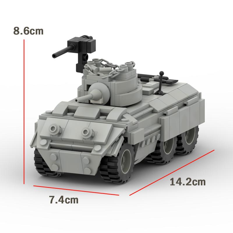 Military Truck Building Block Transport Vehicle M8 Light Armored Vehicle MOC Assembly Model Toys Gifts