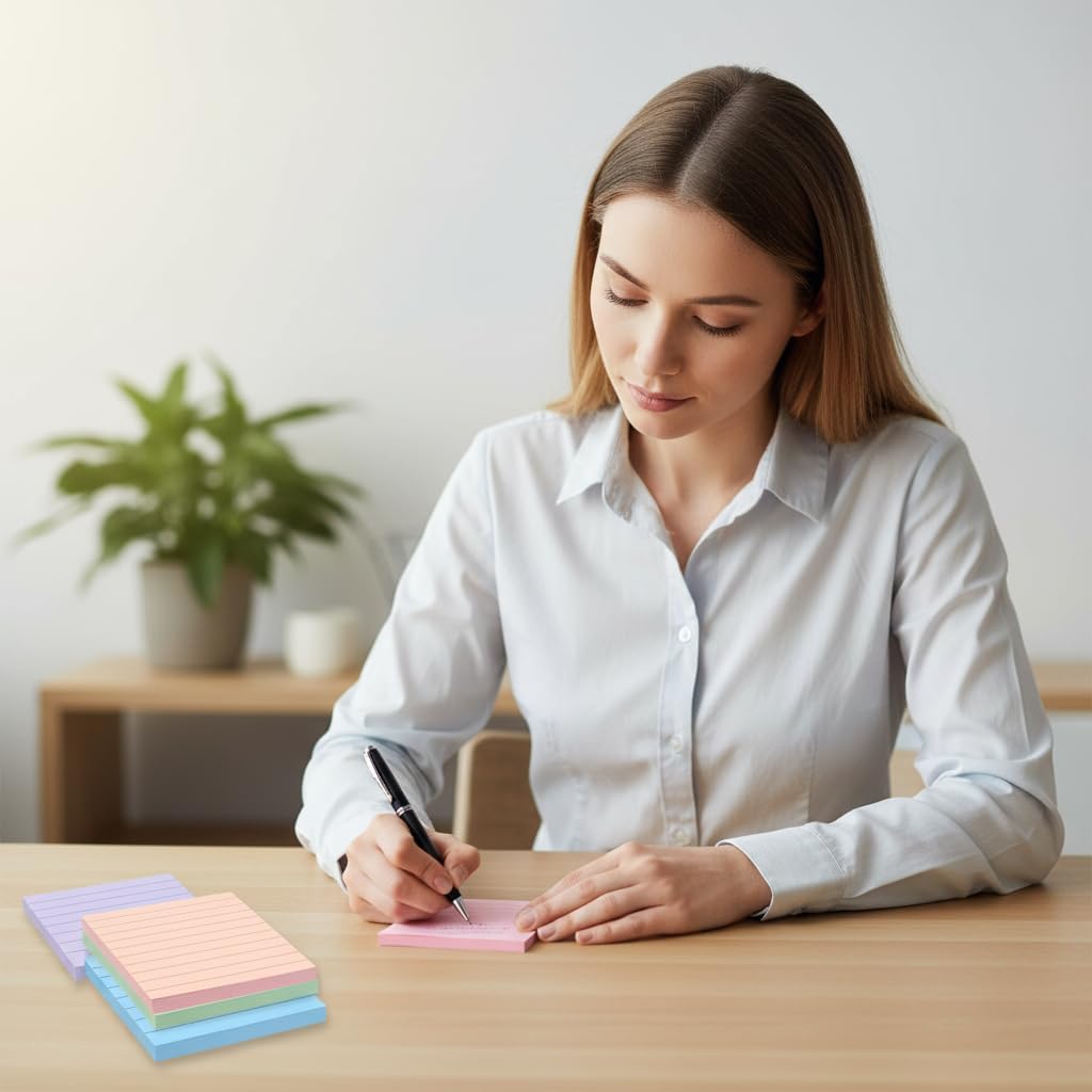 Lined Pop Up Sticky Notes 3x3 inch Refills, 100 Sheets/pad, 6 Pads/Pack Easy to Post Sticky Notes with Lines, Accordion,z fold