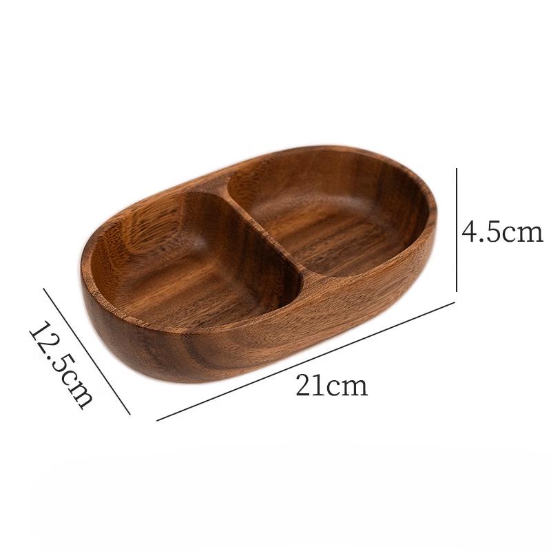 OLOEY Walnut Wood Double-Compartment Serving Tray