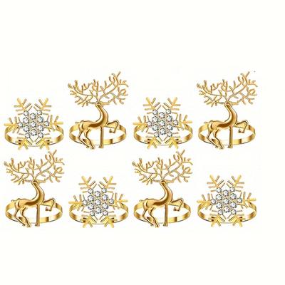 8pcs Christmas Deer Napkin Buckle Snowflake Napkin Ring Napkin Ring Alloy Napkin Ring
