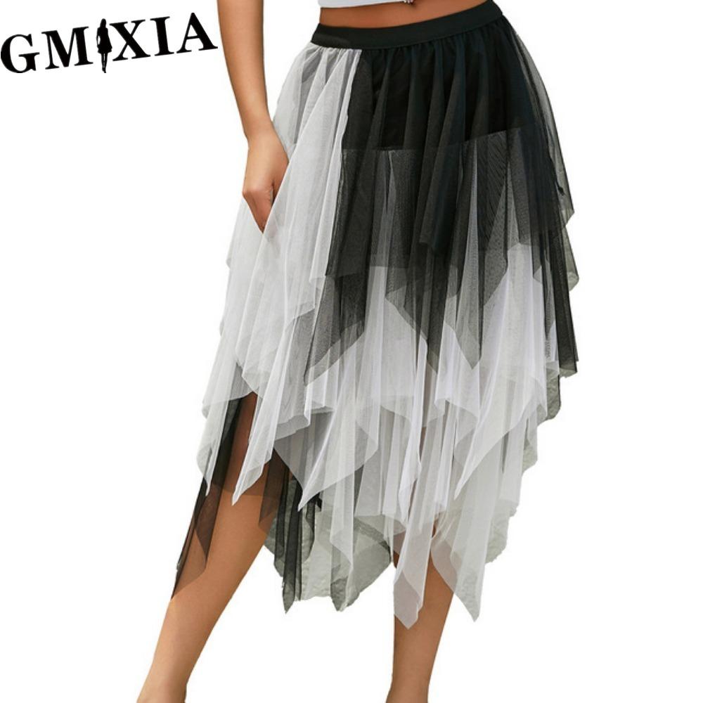 GMXIA Women's Fashion Casual Solid Color Print Summer Spring Skirts