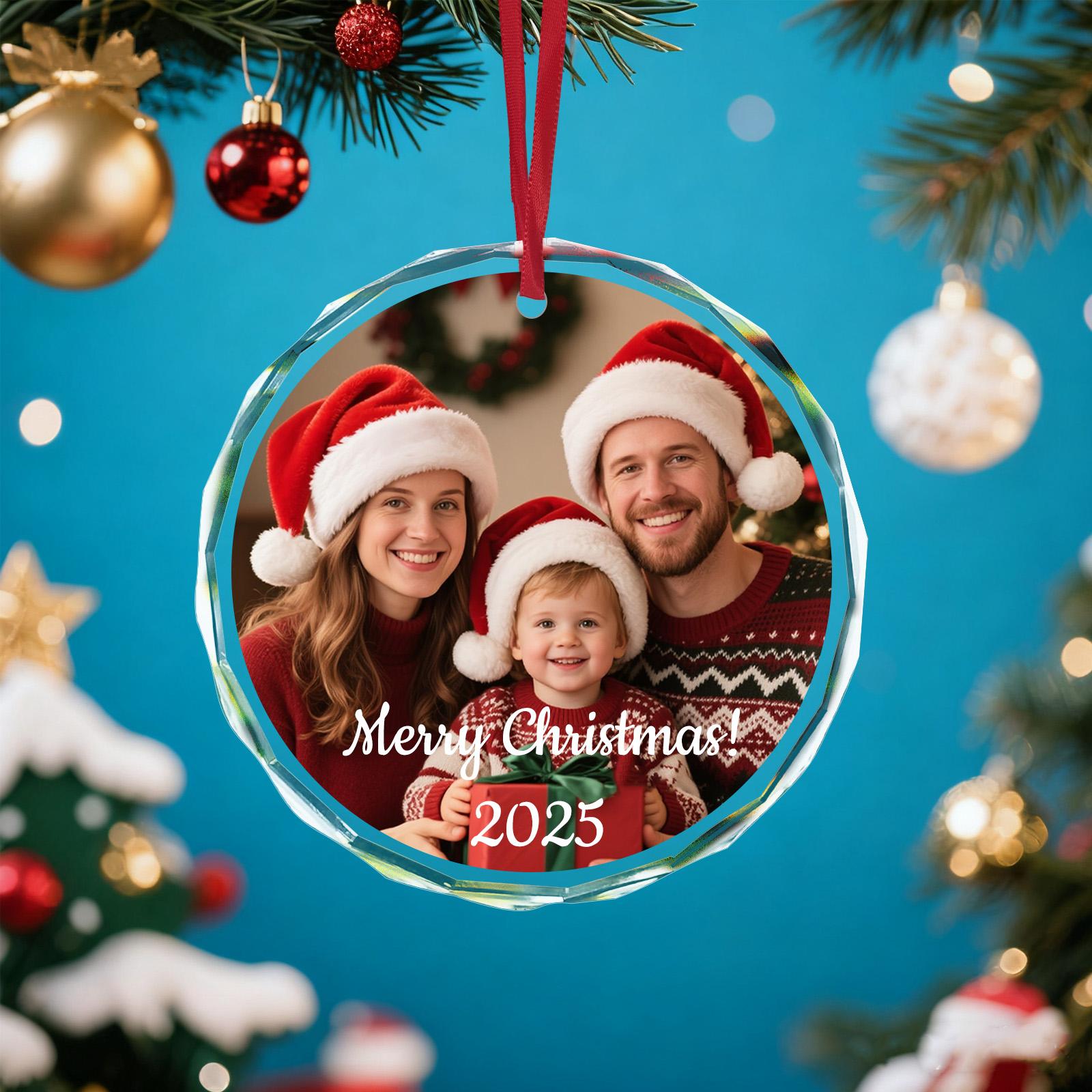 

Custom Christmas Photo Ornament,Personalized Xmas Gift for Family Keepsake Glass Ball Tree Decor 2025 Home Anniversary Present single pendant