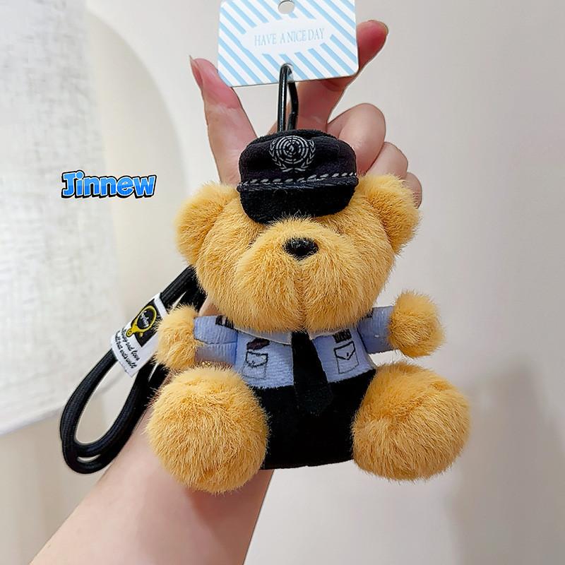 Police Firefighters Traffic Police Teddy Bears Plush Keychains Decorative Dolls