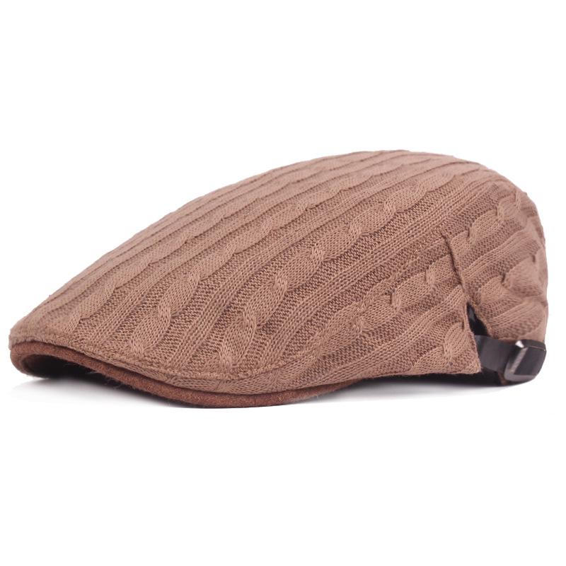 Knitted Beret Men and Women Winter Forward Cap Simple Duck Tongue Cap Middle-aged Duck Tongue Hat Hat