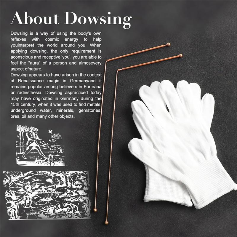 AD23-Copper Dowsing Rods 2PCS Divining Rods+Dowsing Pendulum + Divination Mat- For Divining Water,Treasure,Buried Items Etc