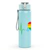 1PC Rainbow Heart Pulse Line 750ml Color Plastic Sports Water Bottle Leakproof Flip Straw Lid Suitable for Sports Office Home Use
