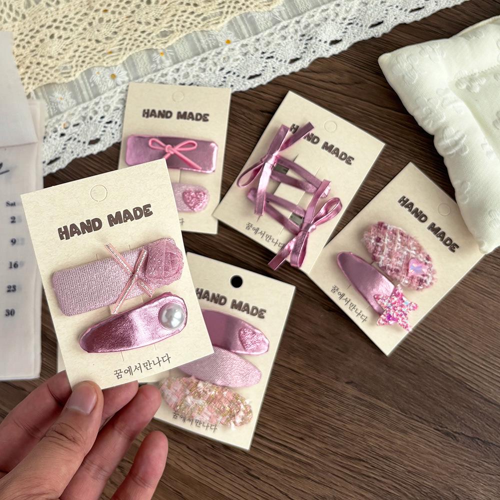 Korean-Style Deep Pink Bow Fabric Hair Clip for Girls: Cute and Versatile Children's Accessory