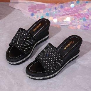 Anti-slip Thick-soled Platform Women s Slip-on Shoes, Large Size, High Heels 36 чёрный